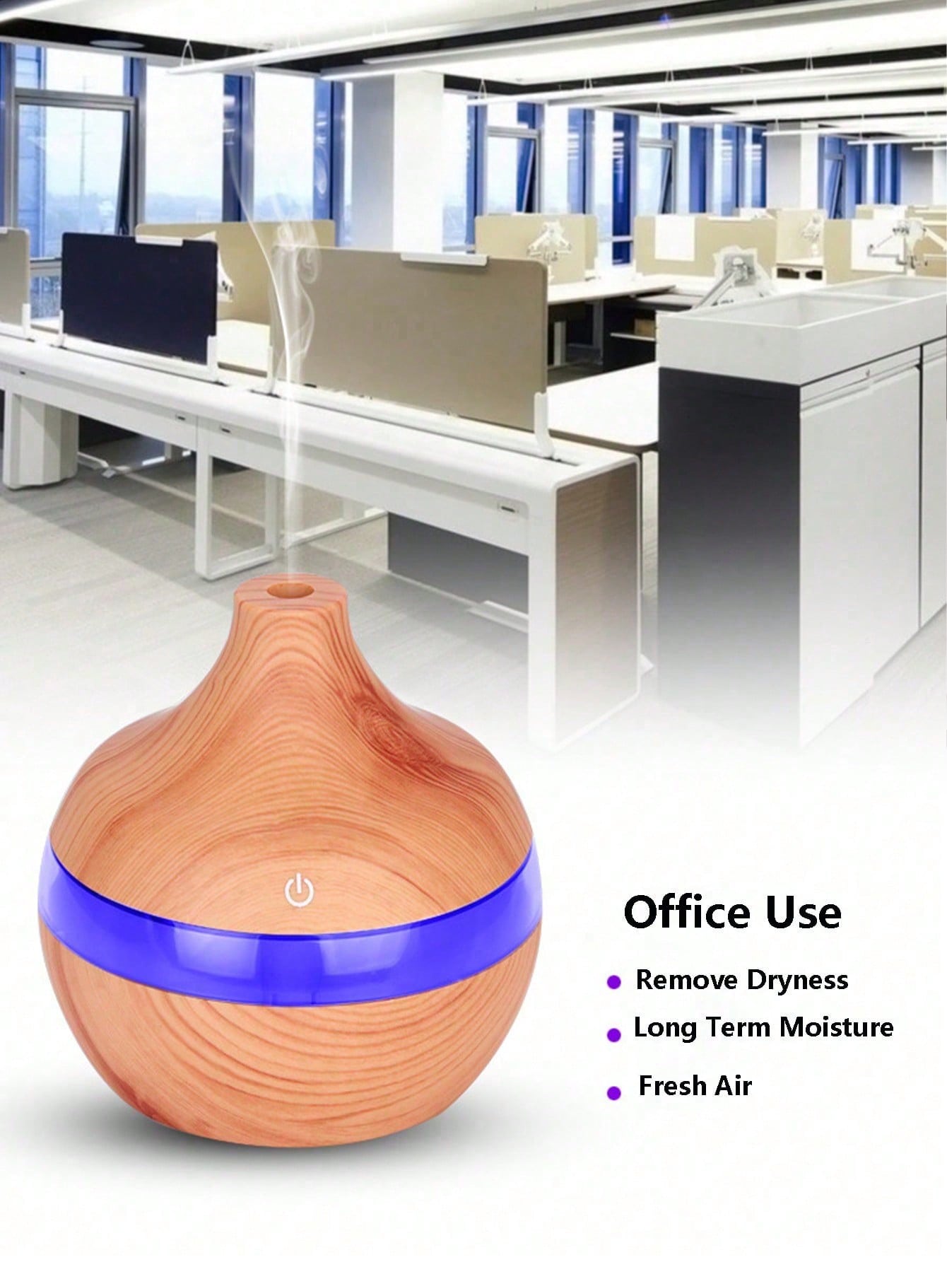 مرطب الهواء بتصميم الخشب مع إضاءة ليلية، يعمل بالط...