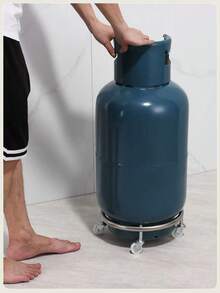 Heavy Duty Stainless Steel Cylinder Cart With Locking Casters - Safe For Transporting Standard Propane Tanks - Propane Tank Holder - Silver - View 1