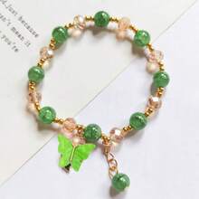 3pcs Random Mixed Color Fashionable Bohemian Style Crackle Glass Butterfly Bracelets, Suitable For Daily Wear, Best Gift For Women