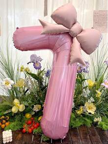 2 件/套 40 英寸粉色数字气球带蝴蝶结气球生日派对装饰周年纪念装饰 - 粉色 - 查看 11