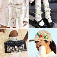 40 pezzi Accessori per scarpe, includeono spille, fermagli, fiocchi, gioielli, perle, decorazioni di moda per vestiti, borse, sneaker, calze, cappelli