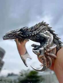 1 件哥特朋克龙戒指带翼龙翅膀，可调节复古珠宝配饰适合男女，手工复古欧美小众龙年指环，强大而独特的配饰 - 彩色 - 查看 7