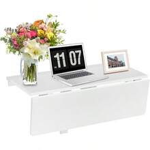 Wall Mounted Folding Table 31.5 X 23.5 DropLeaf Floating Writing Desk For Small Spaces SpaceSaving Fold Down Laptop Workstation For Kitchen Bedroom Laundry Room Study Room WhiteB09JKDC313[Am]11R12