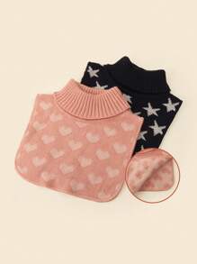 1pc Kids Pullover Scarf With Heart, Pentagram, Twist Pattern, Warm & Soft For Daily Use - Multicolor - View 8