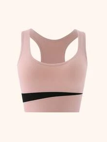 Runway Rest 女士运动文胸，无钢圈无背设计，适合运动健身 - 粉色 - 查看 8