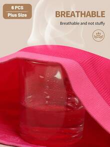 6pcs Plus Size Women's Boxer Briefs, Striped Design, Solid Color, Stretchy, Soft & Breathable - 彩色 - 查看 4