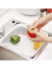 9L Collapsible Dish Basin With Drain Plug And Carry Handles, Large Capacity Washing Tub For RV Sink, Vegetable, Fruit & Food Strainer, Gray - Xám - Xem 5