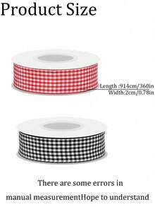 2/4 件/黑白格子丝带，约 360 英寸，适用于 DIY 发饰、礼品包装蝴蝶结、节日庆祝装饰、蛋糕装饰、花卉装饰等场合装饰 - 彩色 - 查看 7