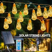 太阳能庭院灯串 16 灯泡 8 种模式 LED 仙女灯户外防水灯适用于花园篱笆阳台假日露营帐篷节日装饰 - 彩色 - 查看 13