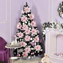 5/20/10pcs Christmas Tree Ornaments, Pink Artificial Flowers, Suitable For Christmas Tree Decorations, Holiday Party Decorations, Home Celebrations, Back To School Valentine's Day, Christmas Decorations, Home Decorations, Table Decorations, Bedroom Decorations, Hair Decorations, Photography Tools