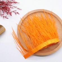 1米/卷 柔软白色人造羽毛边饰丝带 DIY工艺品 嘉年华服装 黑色羽毛 婚纱面料 家居装饰 时尚配饰饰边 | 蓬松质感 8-10厘米宽 - 彩色 - 查看 18