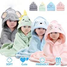 2 件男女通用连帽珊瑚绒浴袍，适合男婴和女婴，快干、柔软、温暖、多功能，可用于所有季节和场合，浴室、海滩、睡衣等。爱情人节、男童服装、女童服装、女童服装、睡衣、婴儿用品、婴儿服装、新生儿