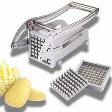 Potato Chipper And French Fry Cutter Includes Two Stainless Steel Sharp Blades, Chip Cutter With Suction Base, Options And No-Slip Suction Base. Potato Chipper Chip Cutter, Professional Stainless Steel French Fries Cutter, Multifunctional Manual Potato Slicer With 36/64 Holes Spare Blades For Potato Carrots Cucumbers Onions Veggies. - Silver - View 8
