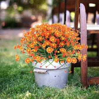 4 ciocche di fiori artificiali in plastica per uso esterno, piante finte UV Daistant F per decorazione di finestre, vasi da giardino, esterni
