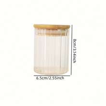 4-6件/套 - 180毫升，独特竖条纹迷你香料罐，超小茶叶罐，复古竖条纹储物罐，香料，各种调味品储物容器，带密封竹木盖，便携式透明食品罐，用于茶、咖啡豆、糖、糖果、饼干、香料、家庭厨房用品 - 無色 - 查看 2