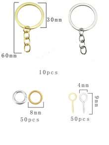 可爱（大号）110 件钥匙圈环，适用于工艺品，包括带跳环的钥匙圈螺丝，适用于 DIY 钥匙扣工艺品、圣诞礼物、纪念品、汽车配件、包袋、饰品、学校哥特 Y2k - 30#鑰匙圈+跳環+眼釘 - 查看 4