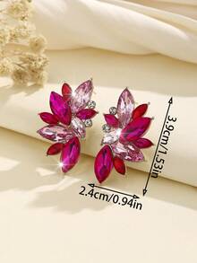 1 Pair Bohemian Alloy Rhinestone Inlaid Glass Luxury High-End Exaggerated Earrings, Fashionable Versatile Elegant Lady Elegant - Pink Rose - View 4
