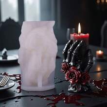 1 pieza Molde de silicona con forma de mano de hueso para velas perfumadas, velas de esqueleto de Halloween, jabón, yeso, decoraciones y regalos creativos
