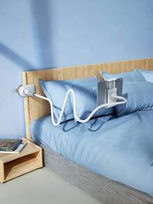 Universal 360° Rotating Phone Holder With Soft Goose Neck, Dual Clips, And Spiral Base – Multi-Functional Stand For Live Streaming, Car Mounting, Bedside Use, Outdoor Activities, And More, Perfect For Slouchy Nightstands & 12 Scene Needs - White - View 2