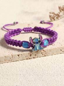 Disney Disney 1pc Disney Cartoon Stitch Alloy Craft Adjustable Braided Bracelet,Great For Wonderful Gifts For Friends And Partners!