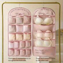 2-Sided Underwear Storage Bag, 17 Grids Front + 5 Pockets Back, Multi-Functional Hanging Wall Mounted Mesh Bag, Large Capacity For Panties, Socks, Bras, Suitable For Closet/Dorm