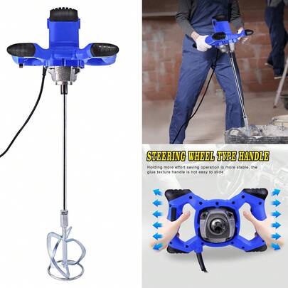 Vandise 3000W 6-Speed Electric Hand Mixer with M14 Shaft - Portable Cement Grout Paint Plaster Mortar Mixing Tool, Professional Adjustable Stirring Paddle for Construction, DIY, Wall Repair & Coating Applications