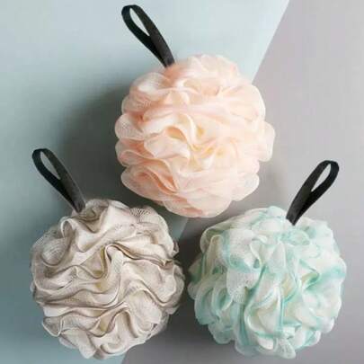 Esponja de baño de lujo con flores de 3 colores, diseño nuevo de gran tamaño, suave y duradera, borla de bañera linda para niña, esponja de ducha