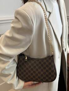 2025新款时尚欧美小众设计简约单肩腋下包女士通勤包 - 咖啡 - 查看 3