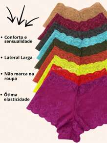 Kit 3 Shorts Calcinhas Calesson Shortinho Caleçon Sensual Renda  - Calesson DESC