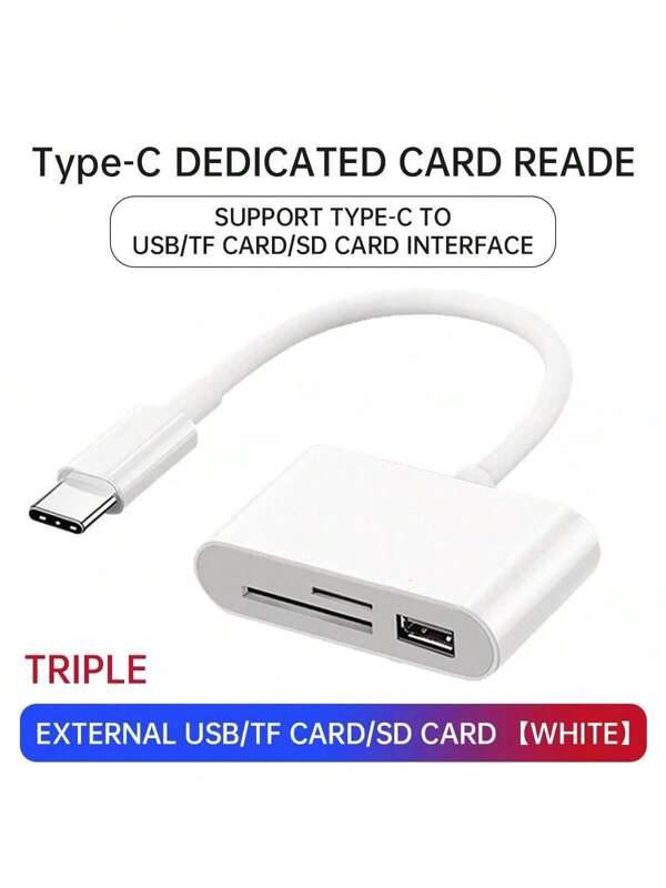 Type-C Card Reader,Multi-Function Otg 2.0 Usb Hub For Sd/Tf Usb Disk,Compatible With Type-C Devices