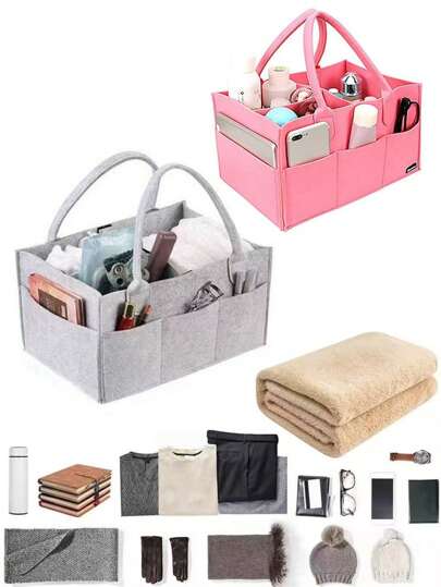 1pc Storage Box, Car Storage Box, Lightweight And Portable Storage Box. Handheld Storage Box Storage Bag, Felt Storage Bag. Large Capacity, Holiday Gift, Birthday Gift. Multiple Colors To Choose From, Large Capacity Portable. Storage Basket, Box, Box.