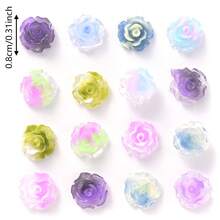 50 piezas/100 piezas/set de cuentas de resina de camelia brillante DIY Artesanías de colores caramelo con cuentas planas de flores para decoración de fundas para teléfonos Jewelry Cuentas con parches de flor de Camelia de dos colores de loto