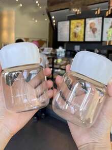 1件/2件便携式外卖玻璃咖啡杯水瓶带盖牛奶杯饮水杯耐热茶杯家用厨房日用密封旅行杯 - 彩色 - 查看 14