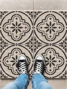 2 件瓷砖模板，1 件 8 英寸和 1 件 12 英寸可重复使用绘画模板，适用于瓷砖、木材、纸张、地板、墙壁、家具、学校用品、返校 - 彩色 - 查看 3