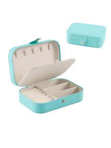 1 件便携式珠宝盒，简约珠宝收纳盒，旅行珠宝收纳盒，适用于耳环、戒指、项链、手镯、小巧化妆包，圣诞节、复活节、伴娘、女性夏季旅行的完美礼物收纳盒旅行必需品返校宿舍收纳秋季装饰