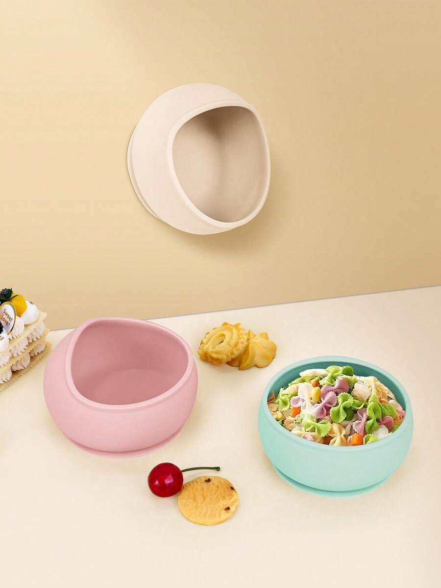 1个带吸盘的硅胶碗，婴儿喂食碗，儿童餐具，柔软硅胶材质，婴幼儿硅胶餐具，幼儿餐具，实用第一阶段喂食碗，婴儿礼物 - 彩色 - 查看 1