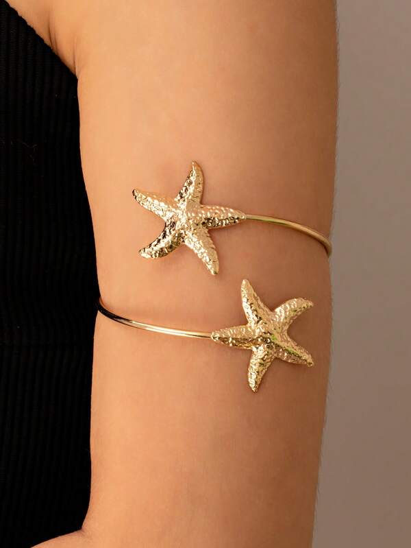 1 Pc Starfish Arm Cuff Women Summer Jewelry Vacation Style Beach Arm Bracelet Arm Bangle