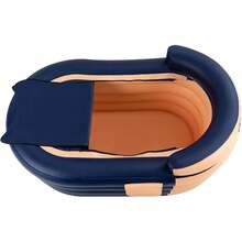 HaroldDol PVC Inflatable Spa Pool, 84 * 140 * 74cm, Foldable Adult Bath Tub With Air Pump, Pool In Summer, Freestanding Bathtub For Home Spa (Orange) - Orange and Blue - View 6