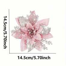 5/20/10pcs Christmas Tree Ornaments, Pink Artificial Flowers, Suitable For Christmas Tree Decorations, Holiday Party Decorations, Home Celebrations, Back To School Valentine's Day, Christmas Decorations, Home Decorations, Table Decorations, Bedroom Decorations, Hair Decorations, Photography Tools
