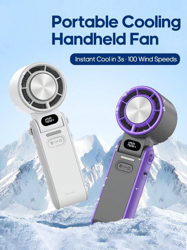 kinscoter 1 PIEZA Ventilador de mano portátil recargable de 3600 mAh, enfriador de aire para camping y viajes, con 100 velocidades ajustables, mini ventilador personal portátil