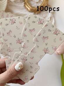 20/50/100pcs Flower Jewelry Display Cards Pink Yellow Floral Necklace Display Card Packaging Bracelet Making Kit Jewelry Organiser Retail Store Labels For Small Business Supplies
