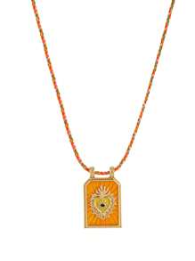 1pc Fashionable Minimalist Colorful Heart-Shaped Tarot Card Pendant Necklace, Suitable For Holidays Gift And Daily Wear