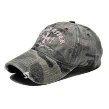 1 件女士迷彩图案字母刺绣装饰简约可爱 Y2K 风格休闲日常百搭防晒棒球帽