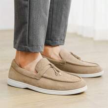 Men's Casual Leather Loafers, New Lightweight Breathable Comfortable Canvas Loafer Shoes