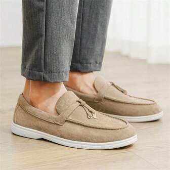 Men's Casual Leather Loafers, New Lightweight Breathable Comfortable Canvas Loafer Shoes