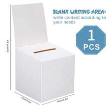 3 Packs White Glossy Cardboard Ballot Box With Slot - 6x6x6 Inch DIY Theme Suggestion Box With Detachable Header For Fundraising, Voting Contests, Party Events, Carnival Admission Ballot Boxes - Multicolor - View 10