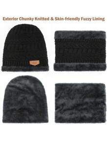 Knitted Balaclava Beanie Hat +Gloves Warm Cycling Ski Mask, Women Windproof Hood, Balaclavas Heavyweight Thermal Fleece Winter Balaclava Ski Mask Warm Knitted Fleece Full Face Cover For Men Women Windproof Outdoor Sports Cycling