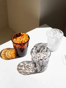 1pc Brown Tortoise Glass Cup Vintage Style Glass With Leopard Print, Premium Coffee Or Tea Cup For Living Room, Kitchen, Home Use - Rust Brown - View 6