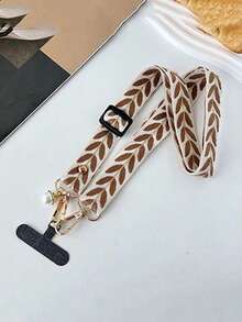 Leaf Mobile Phone Strap Hanging Adjustable Nylon Neck Lanyard With Faux Pearl Pendant And Wide Fabric Shoulder Strap Cover - Multicolor - View 14