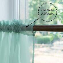 PearAge Beaded Sheer Valance Ctains Living Room,Rod Pocket Farmhouse Window Valance, Bead Trim Tassel Voile Sheer Ctain Valance Bedroom Bathroom Cafe 51x24 Inches (Beige) 1PC - Mineral Blue - View 4